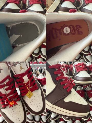 Jordan Air Jordan 1 Low IQ5321 121 White Brown Red Beige EU 37 5 38 Sneaker - Women's (BS-87224)