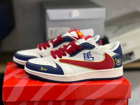Jordan Air Jordan 1 Low Travis Scott CNY 2026 White Navy Red Gold Sneaker (BS-87214)