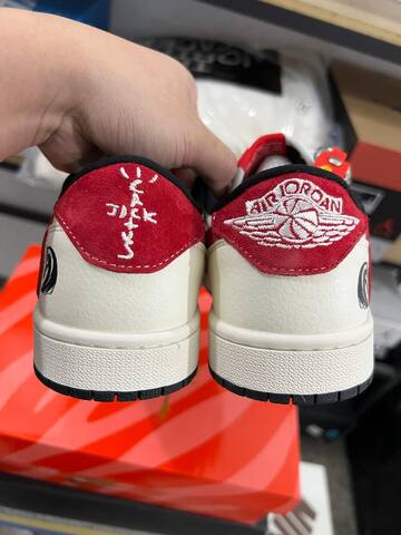 Jordan Air Jordan 1 Low Travis Scott FC1688-253 Sail Red Black White Sneaker (BS-87229)