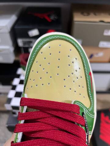 Jordan Air Jordan 1 Low Green Beige Red Cream Black Sneaker (BS-87217)