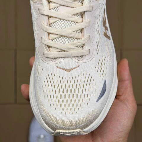 HOKA Bondi 9 Off White Beige Light Blue Running Shoe Running Sneakers (BS-86908)