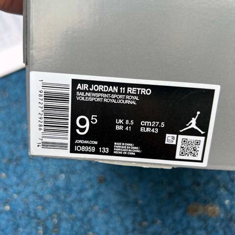 Jordan Air Jordan 11 Retro IO8959 133 Sail Newsprint Sport Royal US 9 5 UK 8 5 BR 41 EUR 43 Cm 27 5 Basketball Shoe - Men's (BS-87322)