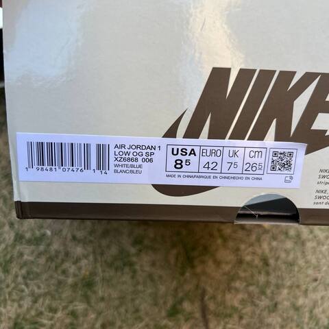 Jordan Air Jordan 1 Low OG SP XZ6868 006 White Blue EU 42 Sneaker - Men's (BS-87225)