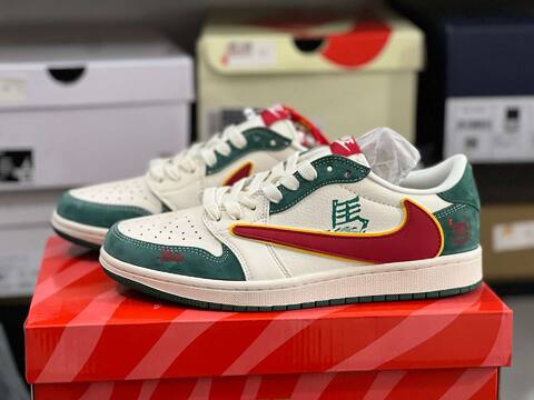 Jordan Air Jordan 1 Low Travis Scott CNY SD6867-119 Sail Green Red Yellow Sneaker (BS-87215)