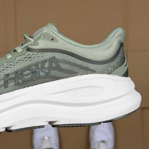 HOKA Bondi 9 Olive Green White Black Running Shoe Running Sneakers (BS-86912)