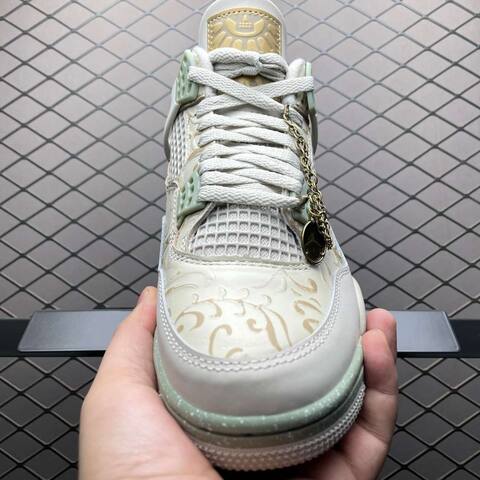 Jordan Air Jordan 4 Somos Eternos IM8116-047 Off White Gold Light Green Basketball Shoe (BS-87278)