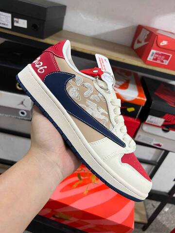 Jordan Air Jordan 1 Low Travis Scott CNY 2026 JY6988-145 Sail Red Navy Beige Sneaker (BS-87211)