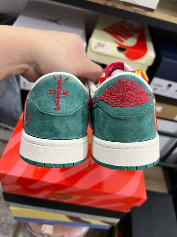 Jordan Air Jordan 1 Low Travis Scott CNY SD6867-119 Sail Green Red Yellow Sneaker (BS-87215)