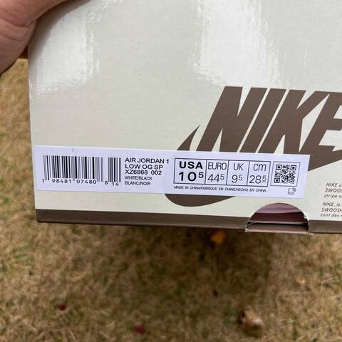 Jordan Air Jordan 1 Low OG SP Travis Scott XZ6868 002 White Black EU 44 5 Sneaker - Men's (BS-87207)