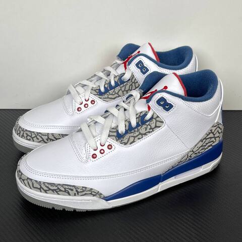 Jordan Air Jordan 3 True Blue 854262-106 White Blue Red Grey Basketball Shoe (BS-87338)