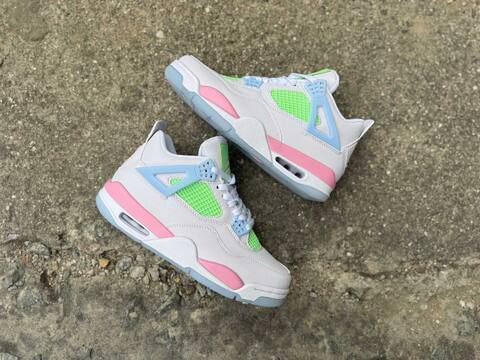 Jordan Air Jordan 4 Retro White Green Pink Light Blue Basketball Shoe (BS-87275)