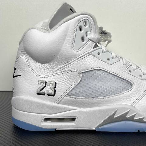 Jordan Air Jordan 5 HQ7978-103 White Metallic Silver Black Blue Basketball Shoe (BS-87293)