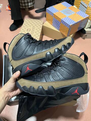Jordan Air Jordan 9 Retro HV4794-030 Black True Red Light Olive US 10 5 EUR 44 5 Basketball Shoe - Men's (BS-87315)