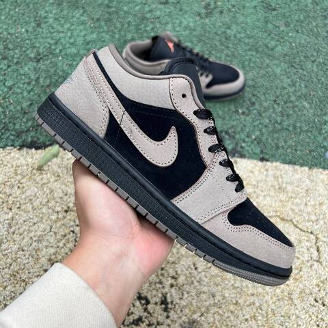 Jordan Air Jordan 1 Low SE IB7109 005 Black Olive Grey Light Wild Mango EUR 40 Skate Shoe - Men's (BS-87235)