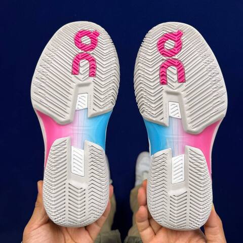 On The Roger Pro Light Grey White Pink Blue Tennis Shoe Casual Sneakers (BS-86756)