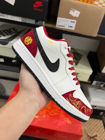 Jordan Air Jordan 1 Low DF61 9002 White Red Black Yellow EUR 40 Sneaker - Men's (BS-87227)