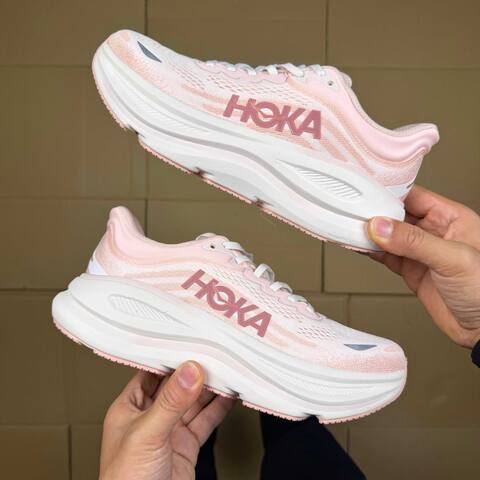 HOKA Bondi 9 Light Pink Off White Rose Running Shoe Running Sneakers (BS-86915)