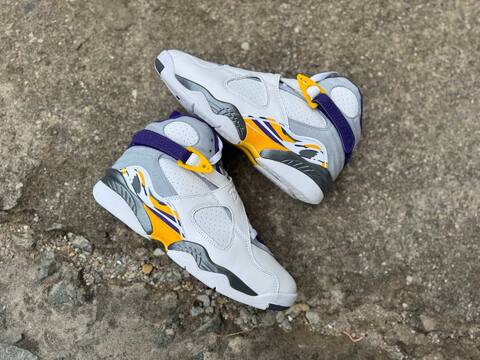 Jordan Air Jordan 8 305381-107 White Grey Yellow Purple Black Basketball Shoe (BS-87314)