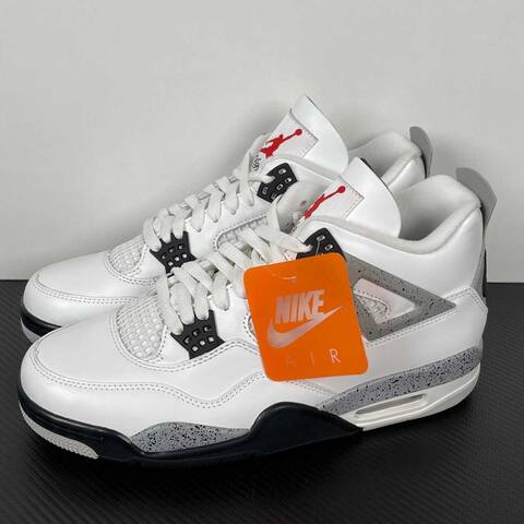 Jordan Air Jordan 4 Retro White Cement FV5029-100 White Black Grey Basketball Shoe (BS-87273)