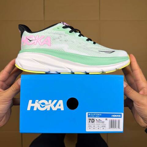 HOKA ONE ONE Clifton 9 Mint Green White Black Pink Yellow Running Shoe Running Sneakers (BS-86859)
