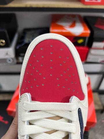 Jordan Air Jordan 1 Low Travis Scott CNY 2026 JY6988-145 Sail Red Navy Beige Sneaker (BS-87211)