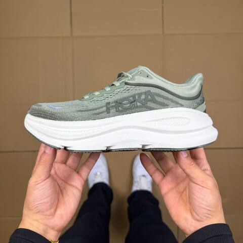 HOKA Bondi 9 Olive Green White Black Running Shoe Running Sneakers (BS-86912)