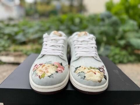 Jordan Air Jordan 1 Retro Low OG CNY IQ1108-011 Light Blue White Sail Brown Gold Sneaker (BS-87193)