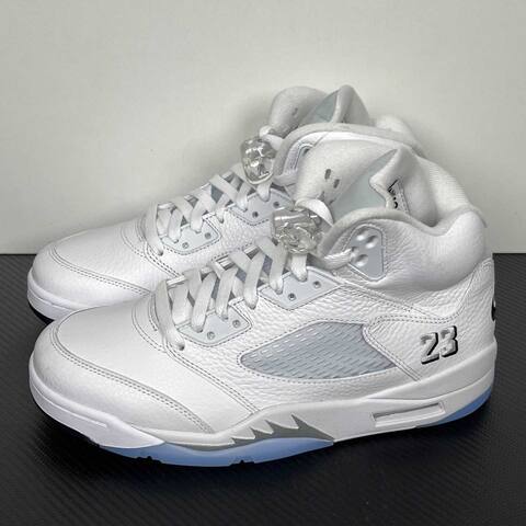 Jordan Air Jordan 5 HQ7978-103 White Metallic Silver Black Blue Basketball Shoe (BS-87293)
