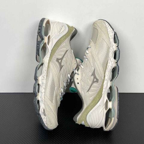 Mizuno Wave Prophecy LS D1 GA238701 Beige Off White Sage Green Teal Running Shoe Running Sneakers (BS-86777)