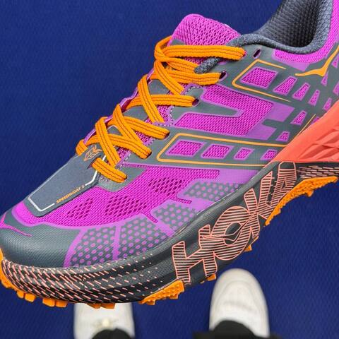 HOKA Speedgoat 2 Purple Orange Dark Grey Coral Trail Shoe Trail Running Sneakers (BS-86814)