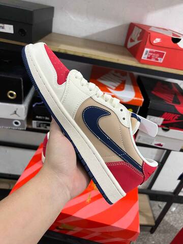 Jordan Air Jordan 1 Low Travis Scott CNY 2026 JY6988-145 Sail Red Navy Beige Sneaker (BS-87211)