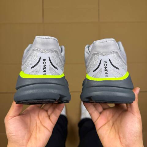 HOKA Bondi 9 Grey Dark Grey Neon Yellow Running Shoe Running Sneakers (BS-86904)