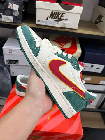 Jordan Air Jordan 1 Low Travis Scott CNY SD6867-119 Sail Green Red Yellow Sneaker (BS-87215)