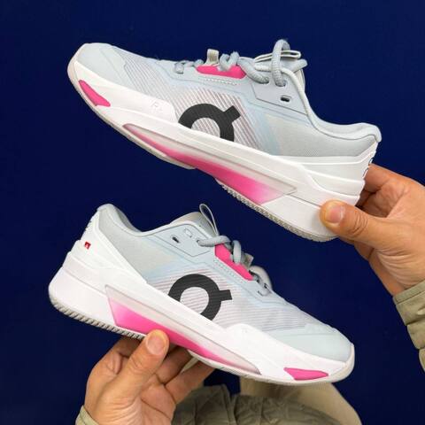 On The Roger Pro Light Grey White Pink Blue Tennis Shoe Casual Sneakers (BS-86756)