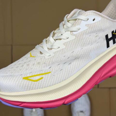 HOKA ONE ONE Clifton 9 White Pink Yellow Cream Purple Running Shoe Running Sneakers (BS-86878)
