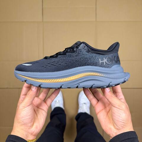 HOKA Kawana Black Dark Grey Gold White Running Shoe Running Sneakers (BS-86927)