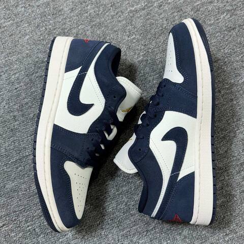 Jordan Air Jordan 1 Low IO7448-400 White Navy Blue Yellow Red Sneaker (BS-87172)