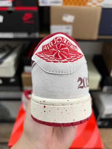 Jordan Air Jordan 1 Low Travis Scott CNY 2026 YX5066-413 Off White Light Grey Red Burgundy Sneaker (BS-87226)