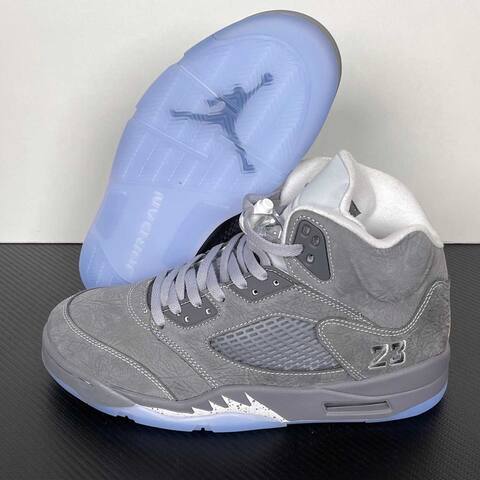 Jordan Air Jordan 5 Wolf Grey DD0587-002 Dark Grey Light Grey White Ice Blue Basketball Shoe (BS-87291)