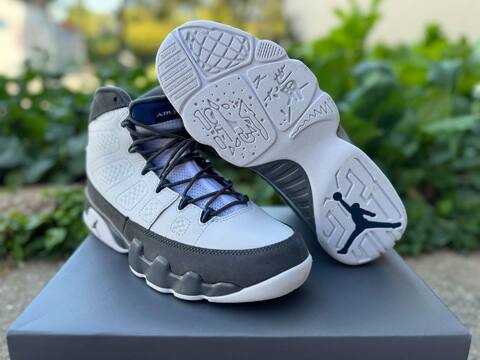 Jordan Air Jordan 9 Flint Grey HV4794-100 White French Blue Flint Grey Basketball Shoe (BS-87317)
