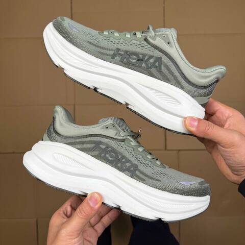 HOKA Bondi 9 Olive Green White Black Running Shoe Running Sneakers (BS-86912)