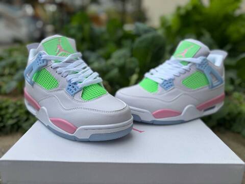 Jordan Air Jordan 4 Retro White Green Pink Light Blue Basketball Shoe (BS-87275)