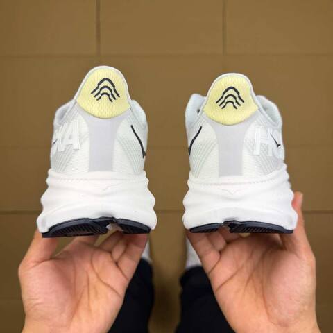 HOKA ONE ONE Clifton 9 White Black Pale Yellow Running Shoe Running Sneakers (BS-86872)