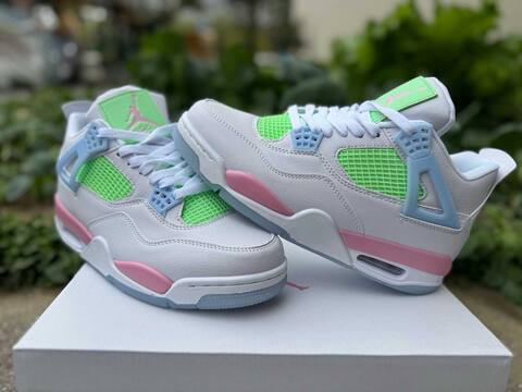 Jordan Air Jordan 4 Retro White Green Pink Light Blue Basketball Shoe (BS-87275)