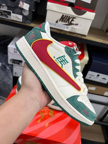 Jordan Air Jordan 1 Low Travis Scott CNY SD6867-119 Sail Green Red Yellow Sneaker (BS-87215)