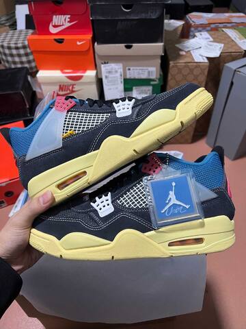 Jordan Air Jordan 4 Retro SP DC9533 001 Union Off Noir Black Blue Pink Cream White EU 42 5 Basketball Shoe - Men's (BS-87265)