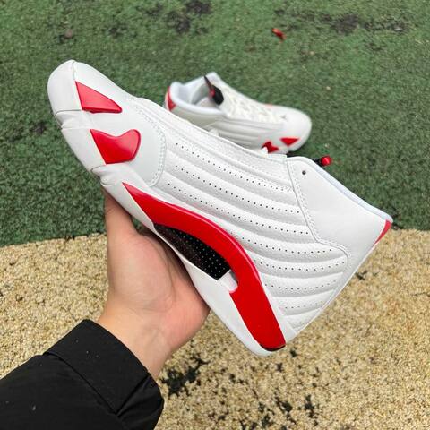 Jordan Air Jordan 14 Retro 487471 100 White Black Varsity Red US 8 5 UK 7 5 EUR 42 26 5cm BR 40 Basketball Shoe - Men's (BS-87334)