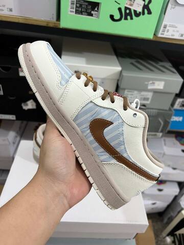 Jordan Air Jordan 1 Low IR7553 422 Hydrogen Blue Light British Tan White EU 40 Sneaker - Men's (BS-87151)