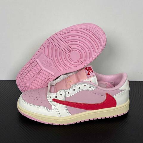 Jordan Air Jordan 1 Low OG Travis Scott IQ7604-101 White Pink Red Cream Sneaker (BS-87145)