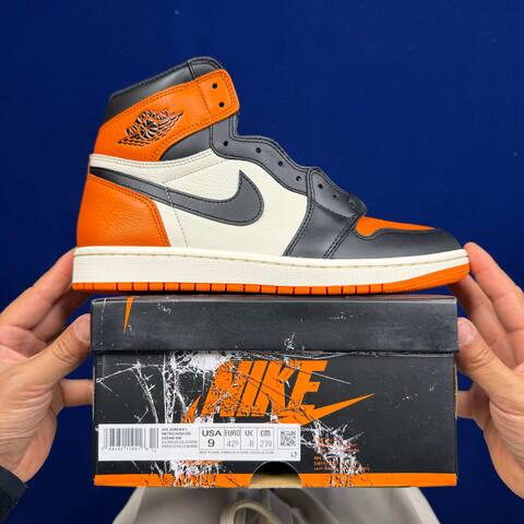 Jordan Air Jordan 1 Retro High OG Shattered Backboard DZ5485-008 Black Sail Orange USA 9 EU 42 5 UK 8 27cm Basketball Shoe - Men's (BS-87157)